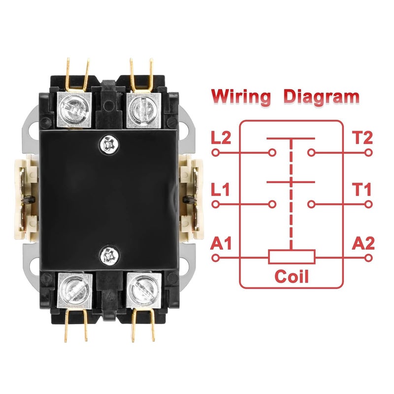 Heschen HVAC Motor Contactor, 50/60Hz, for Air Conditioner, Heat Pump, Refrigeration Systems, UL Listed (HSJL-40/2 2P 40A 24VAC) - Image 2